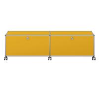 USM Haller Lowboard on castors with 2 folding doors Yellow gold - QS M61 1004