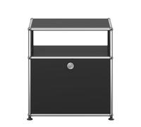 USM Haller M55 bedside table with hinged door, graphite black - USM HALLER QS M55 30