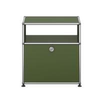 USM Haller M55 bedside table with hinged door olive green - USM HALLER QS M55 36