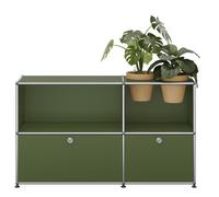 USM Haller Sideboard M57 with hinged doors and plant insert Olive Green - USM HALLER QS M57 36