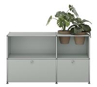 USM Haller Sideboard M57 with hinged doors and plant insert QUICK SHIP Light Grey - USM HALLER QS M57 29