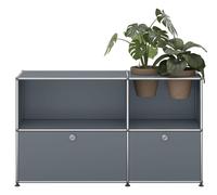 USM Haller Sideboard M57 with hinged doors and plant insert QUICK SHIP Medium Grey - USM HALLER QS M57 32