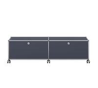 USM Haller TV/Hi-Fi Lowboard M61 on casters with 2 hinged doors Anthracite Grey - USM HALLER QS M61 33