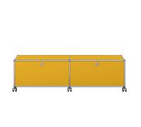 USM Haller TV/Hi-Fi Lowboard M61 on casters with 2 hinged doors Gold Yellow - USM HALLER QS M61 25