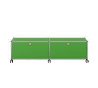 USM Haller TV/Hi-Fi Lowboard M61 on casters with 2 hinged doors Green - USM HALLER QS M61 28