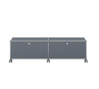 USM Haller TV/Hi-Fi Lowboard M61 on casters with 2 hinged doors Medium Grey - USM HALLER QS M61 32