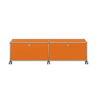 USM Haller TV/Hi-Fi Lowboard M61 on casters with 2 hinged doors Pure Orange - USM HALLER QS M61 26