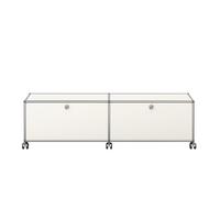 USM Haller TV/Hi-Fi Lowboard M61 on casters with 2 hinged doors Pure White - USM HALLER QS M61 24 ORDER