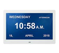 UsmAsk Spacmirrors 10.1 Inches For The Elderly Alarm, Led-Backlit Electronic Digital Photo Frame Old Man Of Medicine Occupies Memory Table Clock (White)