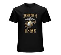USMC Marines Semper Fi Metallic Pin Men's T Shirt Eagle Elite Soldiers Military Black L