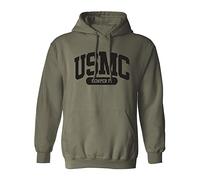 USMC Semper Fi Marines Hooded Sweatshirt in Military Green, Military Green, XL