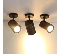 USMCPQVXN 3 Pack Black Ceiling Spotlight, 7W Surface Mount Spot Lighting Led Adjustable Head Ceiling Downlight, Gallery Picture Lights Accent Spotlights for Living Room Kitchen Island/4000K