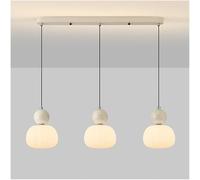 USMCPQVXN Mid Century Creativity Bar Counter Chandelier 3-Heads Nordic Kitchen Island Hanging Lamp Modern Minimalist Cream Wind Pumpkin Chandelier Home Decoration for Living Room Dining Room/White