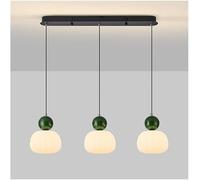 USMCPQVXN Mid Century Creativity Bar Counter Chandelier 3-Heads Nordic Kitchen Island Hanging Lamp Modern Minimalist Cream Wind Pumpkin Chandelier Home Decoration for Living Room Dining Room/Green