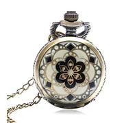 USMCPQVXN Retro Pocket Watch, Small Pocket Watch Quartz White Flower Retro Steamlong Cnecklace Clock for Women Girl Lady
