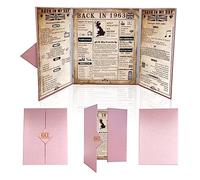 USMEI Back in 1963 Poster UK 60th Birthday Gifts for Women, Happy 60th Birthday Decoration Supplies Card for her 60 Years Old Mum Grandma, Folded, Pink