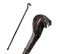 USMEI Cobra-Head Luxury Walking Stick, Black, Aluminum, Snake Handle, Elegant Crosier Knob