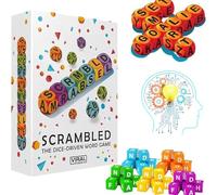 USMEI Scrambled Dice Word Game for 1-5 Players, Brain Exercise Party Game, Sharpening Spelling Dice Game, Happy Word Vocabulary Dice for Travel Games Outdoor Parties & Game Night (12-Disc)