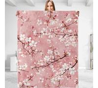 USMEISANSHI Aesthetic Cherry Bloom Throw Blanket - Plush, Soft, Comfy, Lightweight, Warm, Fuzzy, Anti-Pilling Flannel Blanket for Couch, Sofa,Office for Cat Lovers 50in×40in