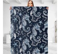 USMEISANSHI Aesthetic Sea Horse Blanket Plush Throw Blanket - Soft, Comfy, Lightweight, Warm Fuzzy - Flannel for Men Women - Ideal for Couch, Bedroom, Travel, Bed - 80x60 in