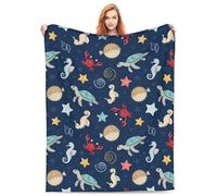 USMEISANSHI for Turtle Throw Blanket Soft Fleece Sea Horse Turtle Blankets Plush Comfy Microfiber Decor for Home Couch Living Room Bed Sofa Cozy Warm Gifts for Women Men Boys Girls 60" X 50"