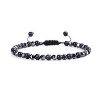 USMJ Adjustable Mini Natural Stone Lava Tiger Eye Beaded Bracelets & Bangle for Women Men Chakra Beads Braided Bracelet Charm Jewelry (Color : Blue Sandstone-01)