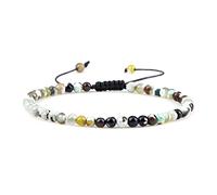 USMJ Adjustable Mini Natural Stone Lava Tiger Eye Beaded Bracelets & Bangle for Women Men Chakra Beads Braided Bracelet Charm Jewelry (Color : Fire Agate Green)