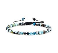 USMJ Adjustable Mini Natural Stone Lava Tiger Eye Beaded Bracelets & Bangle for Women Men Chakra Beads Braided Bracelet Charm Jewelry (Color : Fire Agate Blue)