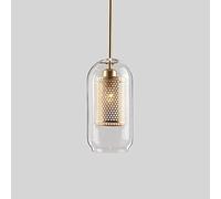 USMJQVZ 1-Light Globe Glass Hanging Light Fixture Industrial Iron Mesh Ceiling Hanging Pendant Lighting Bedside Single Head Ceiling Light