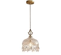 USMJQVZ 1 Lights E14 French Vintage Small Chandelier Farmhouse Adjustable Crystal Glass Hanging Light Fixtures for Dining Hallway Kitchen Island Pendant Light