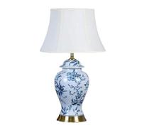 USMJQVZ 25.2-inch Chinoiserie Blue/White Ginger Jar Table Lamp Classic Yellow Hand-painted Flowers Bedroom Living Room Home Office Desk Nightstand Table Lamp