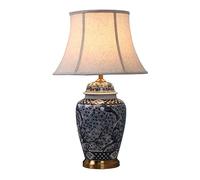 USMJQVZ 27.6" Chinese Style Blue White Ceramic LED Table Lamp Chinese Traditional Ginger Jar Bedside Desk Nightstand Lamp for Bedroom Living Room Office, Blue/White