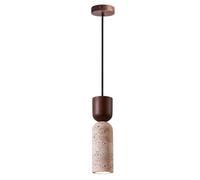 USMJQVZ Black Long Tube Natural Stone Pendant Light Japanese Style Travertine Pendant Lighting Vintage Mini Wood Nordic Hanging Light for Kitchen Island Dining Room Bedroom Hallway Bedside