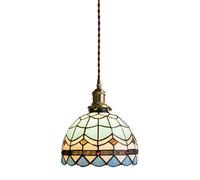 USMJQVZ Dome Shaped Glass Hanging Lamp Mini 7.9 Inches Stained Glass Pendant Lights Vintage Hanging Ceiling Lights For Kitchen Island Dining Room Bar Hallway Home Office