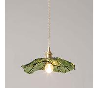USMJQVZ Glass Pendant Light Fixtures Green Flowers Chandelier Ceiling Light Adjustable Height Hanging Light For Living Room Dining Room Bedroom Kitchen