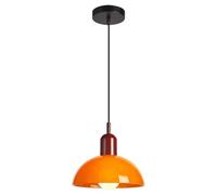 USMJQVZ Green Dome Glass Pendant Lights, 9.9" 1-Light Vintage Hanging Light Fixtures With Orange Glass, Farmhouse With Adjustable Height Pendant Lighting For Kitchen Island Sink Dining Room