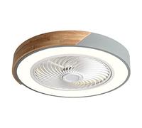 USMJQVZ Nordic Ultra-thin Wood Art Enclosed Ceiling Fan Invisible LED Ceiling Lights Flush Mount Fixtures Living Room 3 Colors 3 Speed LED Silent Fan Chandelier