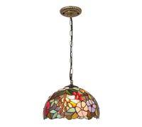 USMJQVZ Stained Glass Pendant Light 1 Light 11.8 Inches Wide Adjustable Height Metal Hanging Lamp for Kitchen Dining Room Bedroom