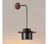 USMJQVZ Travertine Stone Wall Sconce Wall Lamp Farmhouse Natural Stone Vanity Light With Wood Bas Black Light Fixtures Nordic Style Marble Sconce For Farmhouse, Foyer, Entryway