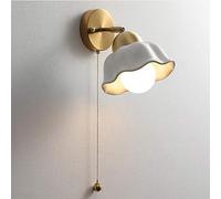 USMJQVZ Vintage Wall Sconces,1-Light Antique Ceramic Wall Lighting With Pull Chain Switch White Wall Light, Wall Lamp For Bathroom, Bedroom, Hallway(E27/E26 Base)