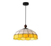 USMJQVZ Yellow Dome Glass Hanging Pendant Light Adjustable Height Metal Light Fixture, Perfect Vintage Swag Ceiling Lamp for Dining Room, Bedroom Or Porch