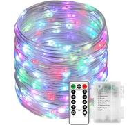 UsmooJoy LED Rope Lights with Remote Battery Operated Waterproof 8Mode Tube Strip Light Copper Wire Fairy String Lights for Garden Yard Party Wedding Christmas Decoration (Multicolor, 5m 50LED)