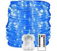 UsmooJoy LED Rope Lights with Remote Battery Operated Waterproof 8Mode Tube Strip Light Copper Wire Fairy String Lights for Garden Yard Party Wedding Christmas Decoration (Blue, 10m 100LED)