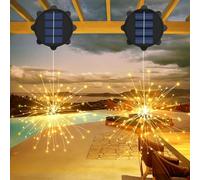 UsmooJoy Outdoor Solar Firework Lights,120LED Hanging Lights Garden Decor Light Waterproof Copper Wire Fairy Lights Landscape Lights for Yard Pathway Flowerbed Planter Balcony Patio (2, Warm White)