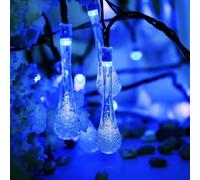 UsmooJoy Solar String Light Outdoor Waterdrop Gazebo Lights LED Teardrop Crystal Raindrop Fairy Decor Light with 8 Modes Solar Party Lights for Tent Garden Lawn Yard Wedding (Blue, 4.8M 20LED)