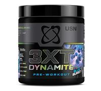 USN 3XT Dynamite Pre Workout Powder (30 Servings - 375g). Pre- Workout Energy Drink with Natural Caffeine (250mg), Citrulline, Creatine, Beta Alanine, Choline, Taurine and Zero Sugar - Blue Raspberry