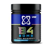 USN B4 Bomb Energy Drink Powder, Blue Raspberry - 180g, with Vitamin B12 & B6, Creatine, Caffeine & Zynamite for Stamina & Explosive Energy, Glucose Free, No Added Sugar, Quality Dietary Supplement