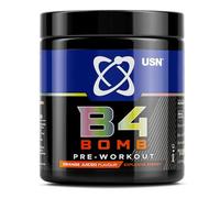 USN B4 Bomb Energy Drink Powder, Orange Flavour - 300g, with Vitamin B12 & B6, Creatine, Caffeine & Zynamite for Stamina & Explosive Energy, Glucose Free, No Added Sugar, Quality Dietary Supplement