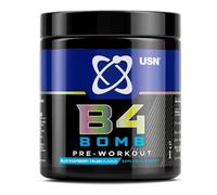 USN B4 Bomb Pre Workout Powder - 300g (20 Servings) Energy Drink Powder for Explosive Energy & Performance, 200mg Caffeine, 6000mg Citrulline, Creatine & 2000mg Beta Alanine - Blue Raspberry Flavour