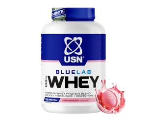 USN BlueLab Whey Protein Powder I Strawberry I 2kg - 58 Servings | 25g Isolate Blend | 130kcal | 5.8g BCAAs | Soy-Free | Low Carb & Fat | Easy Digestion | Post-Workout | Lean Muscle Growth